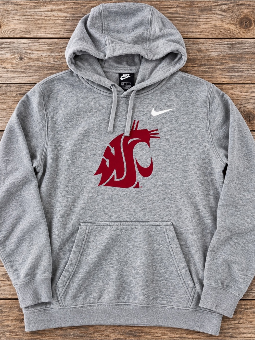 Nike Washington State Cougars Hoodie Men’s Large Gray Crimson WSU Pullover L